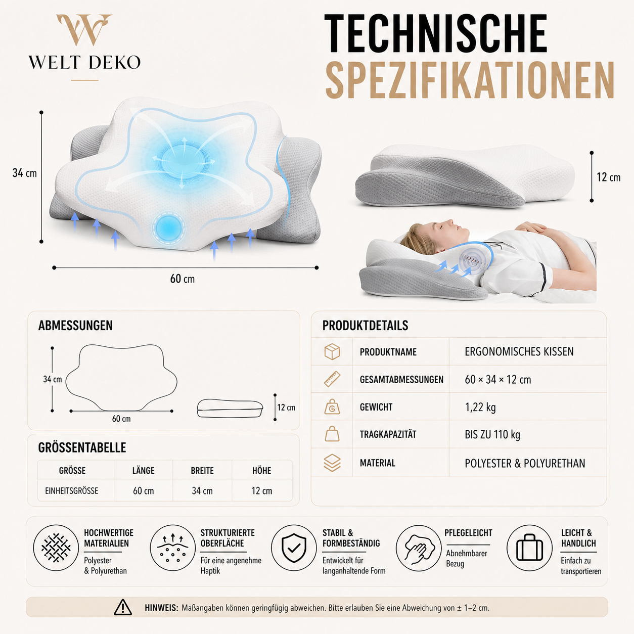 Ergonomisches Memory-Foam-Kissen für optimalen Schlafkomfort