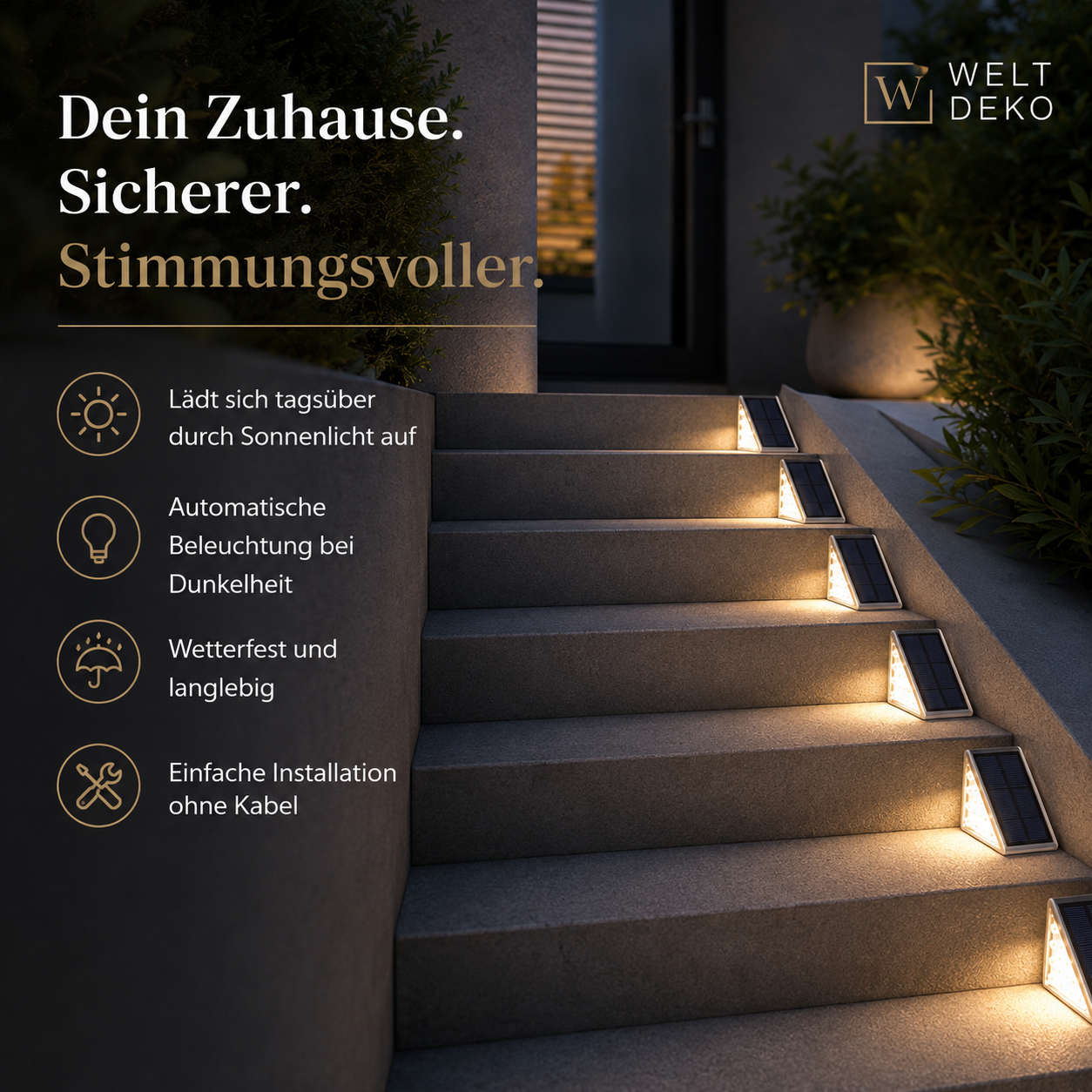 Solar LED Treppenlicht 2er Satz – Sicher & stilvoll beleuchtet