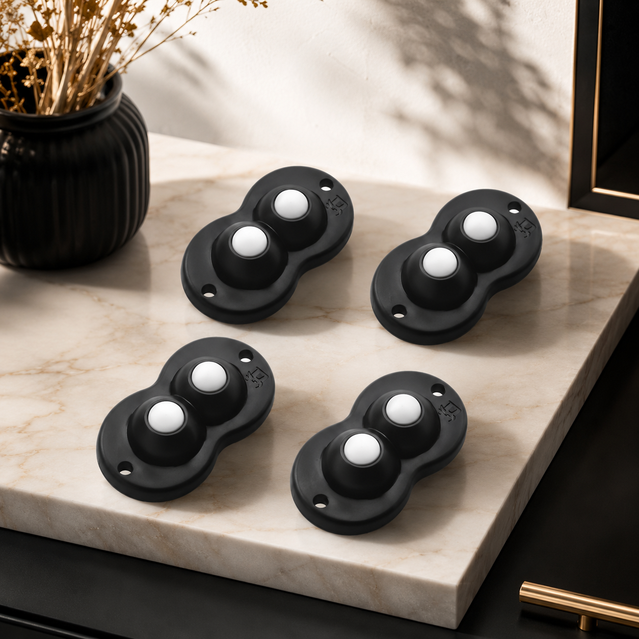 Selbstklebende Mini Möbelrollen – 360° flexibel & stark