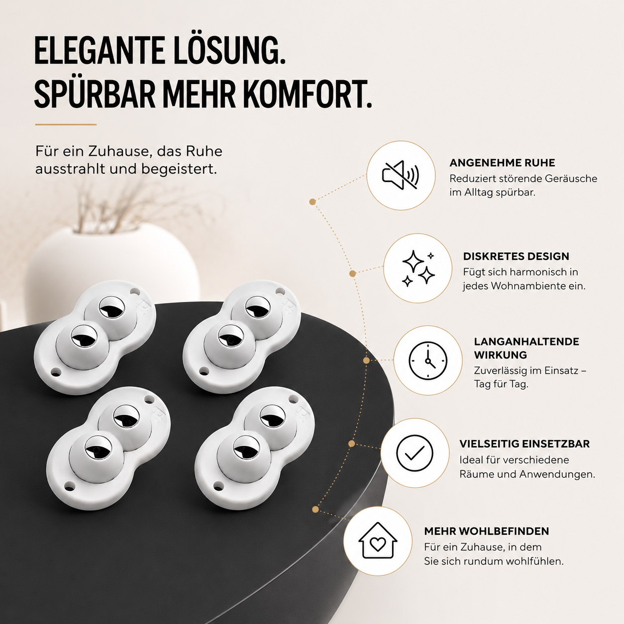 Selbstklebende Mini Möbelrollen – 360° flexibel & stark