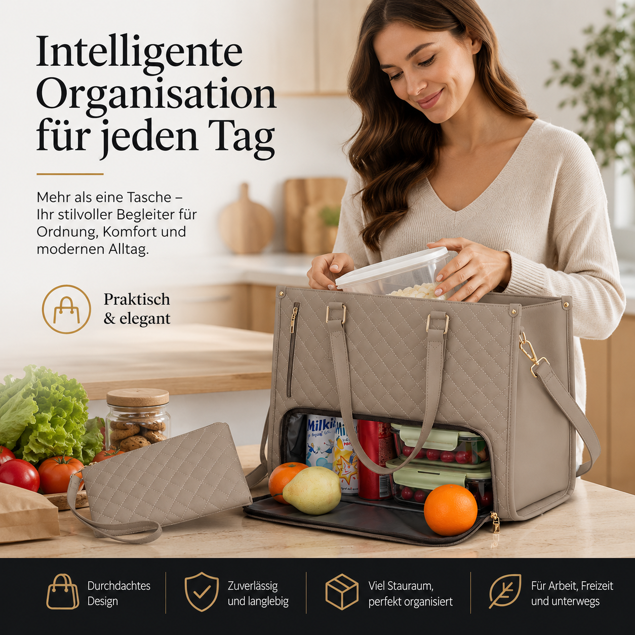 2-in-1 Lunch Tasche mit Laptopfach – Stilvoll & Praktisch