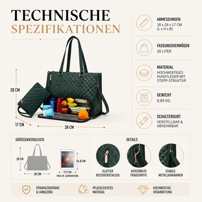 2-in-1 Lunch Tasche mit Laptopfach – Stilvoll & Praktisch