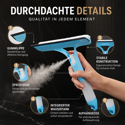 Multifunktionaler Fensterwischer mit Sprühfunktion