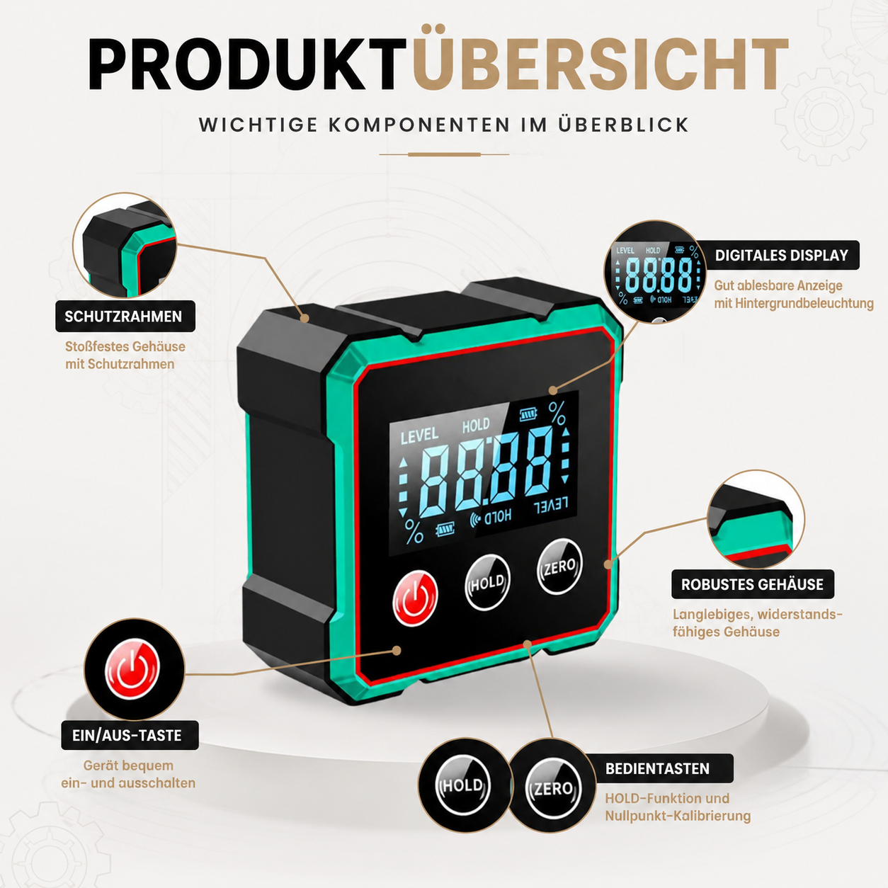 Digitaler Winkelmesser mit Magnetischer LCD-Anzeige
