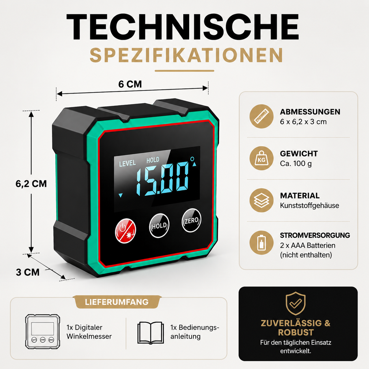 Digitaler Winkelmesser mit Magnetischer LCD-Anzeige