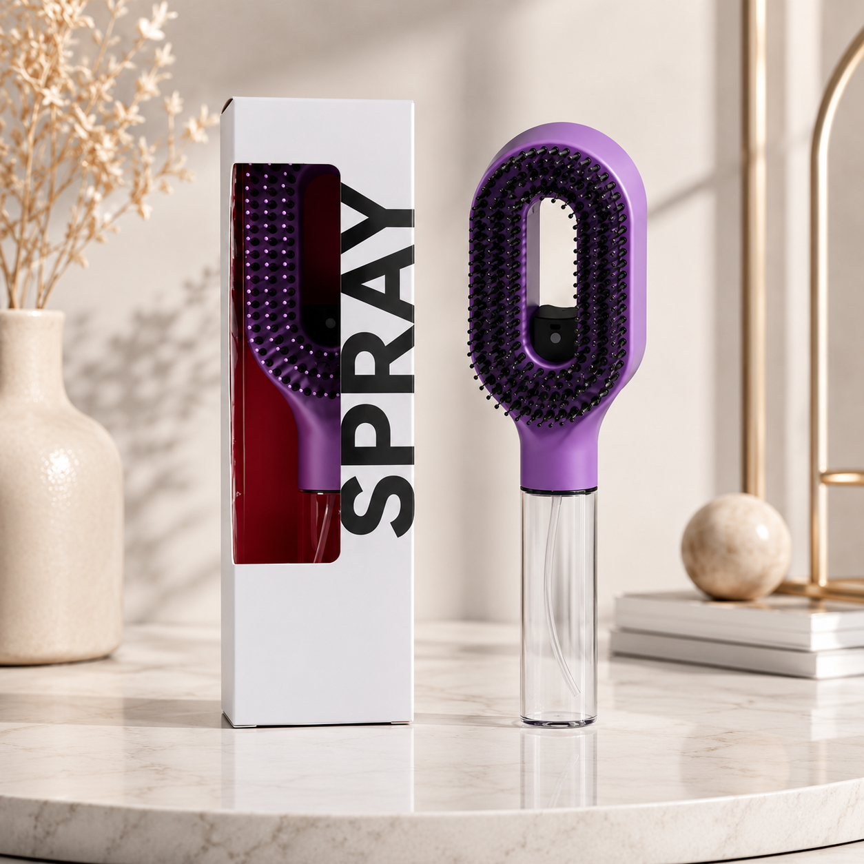 2-in-1 Haarkamm mit Sprühflasche für Nass- und Trockenstyling