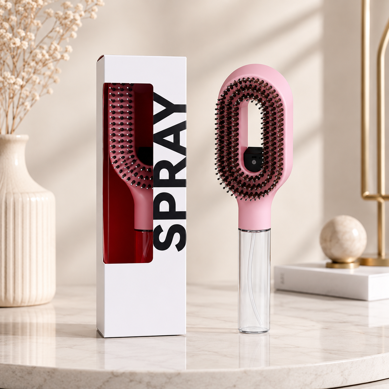 2-in-1 Haarkamm mit Sprühflasche für Nass- und Trockenstyling