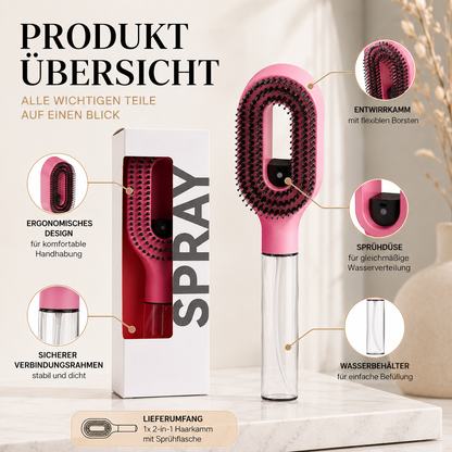 2-in-1 Haarkamm mit Sprühflasche für Nass- und Trockenstyling