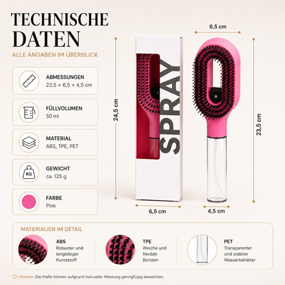 2-in-1 Haarkamm mit Sprühflasche für Nass- und Trockenstyling