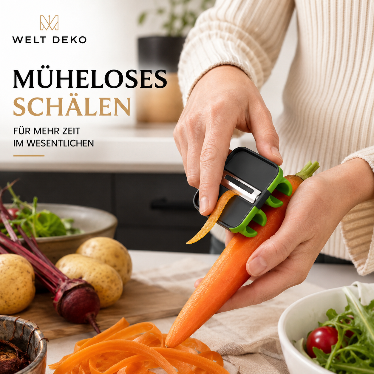Gemüseschäler aus Edelstahl mit komfortablem Griff