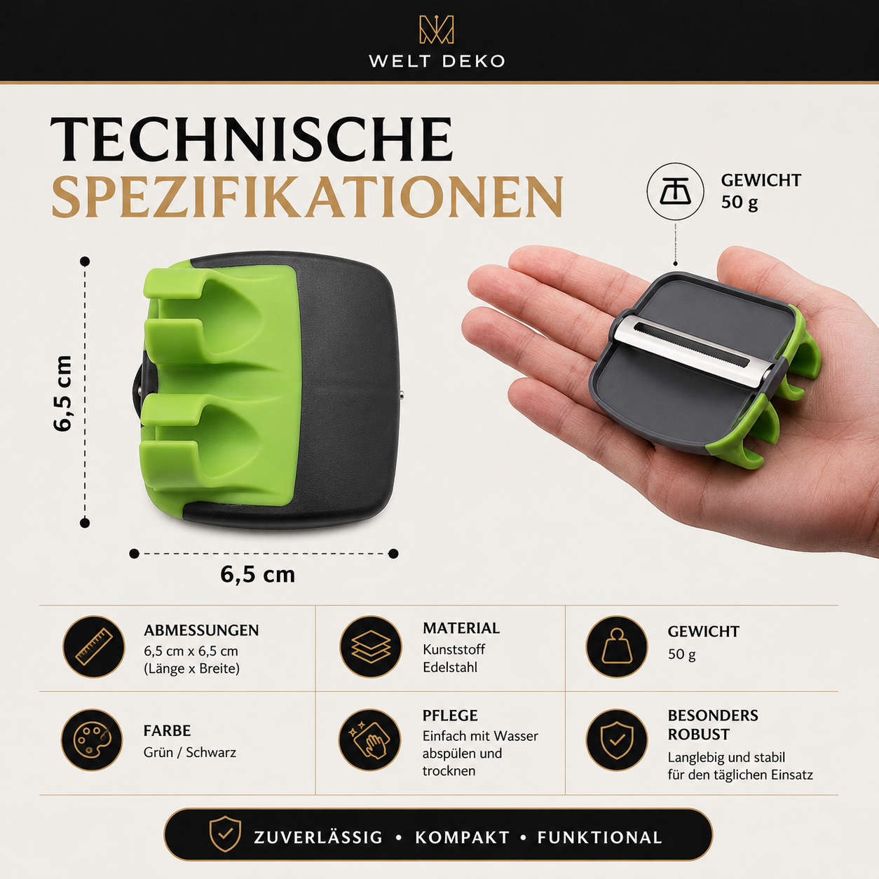 Gemüseschäler aus Edelstahl mit komfortablem Griff