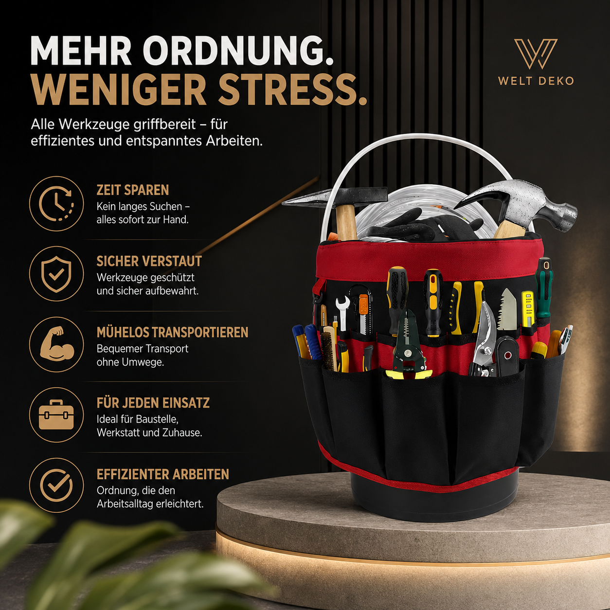 Robust Eimer Werkzeug Tasche mit vielen Werkzeugfächern