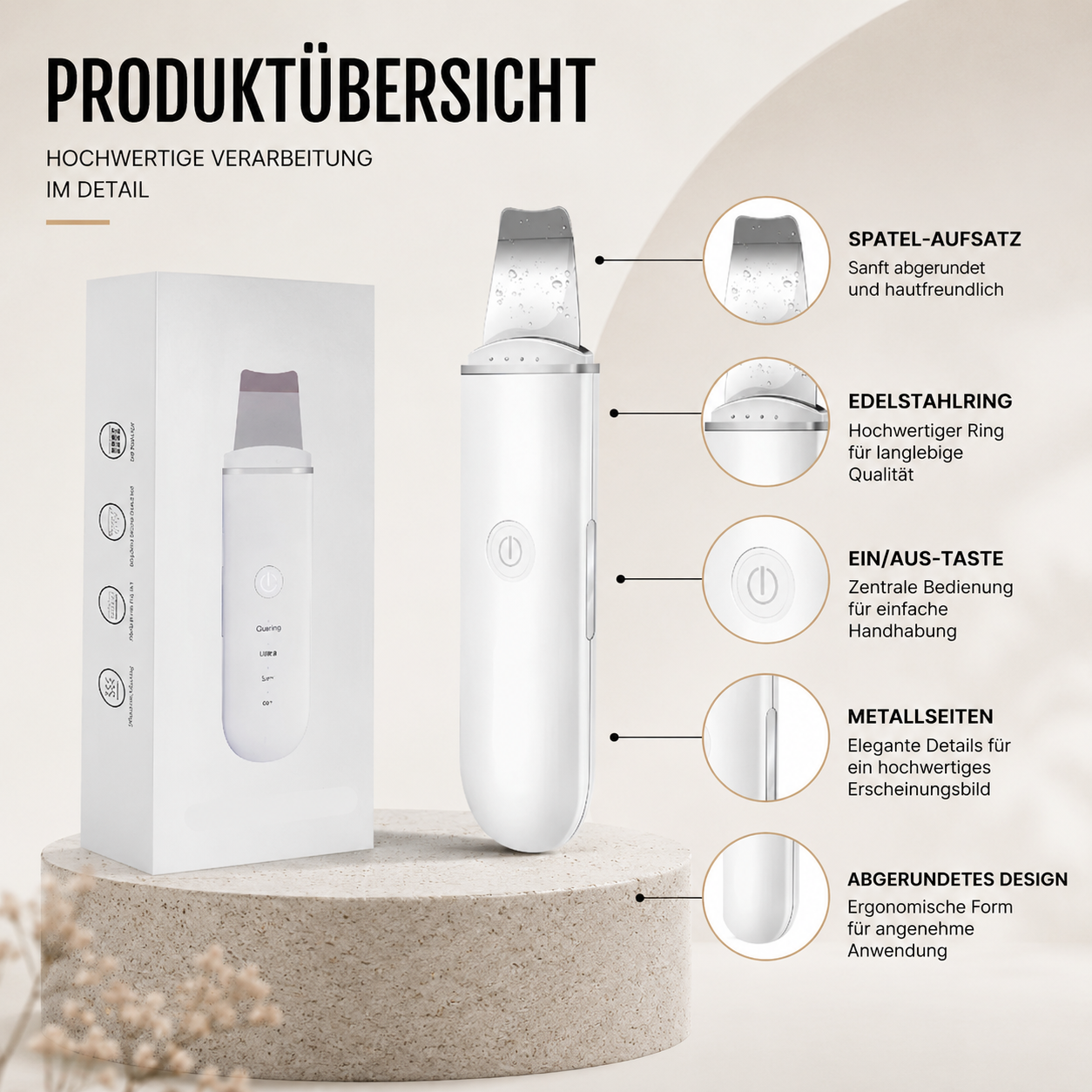 Ultrasonic Skin Scrubber für Tiefenreinigung & Gesichtspflege