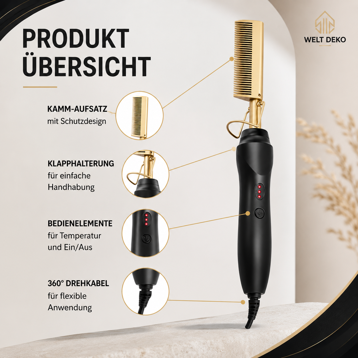 2-In-1 Elektrische Haarstylingbürste mit Schnellheizung