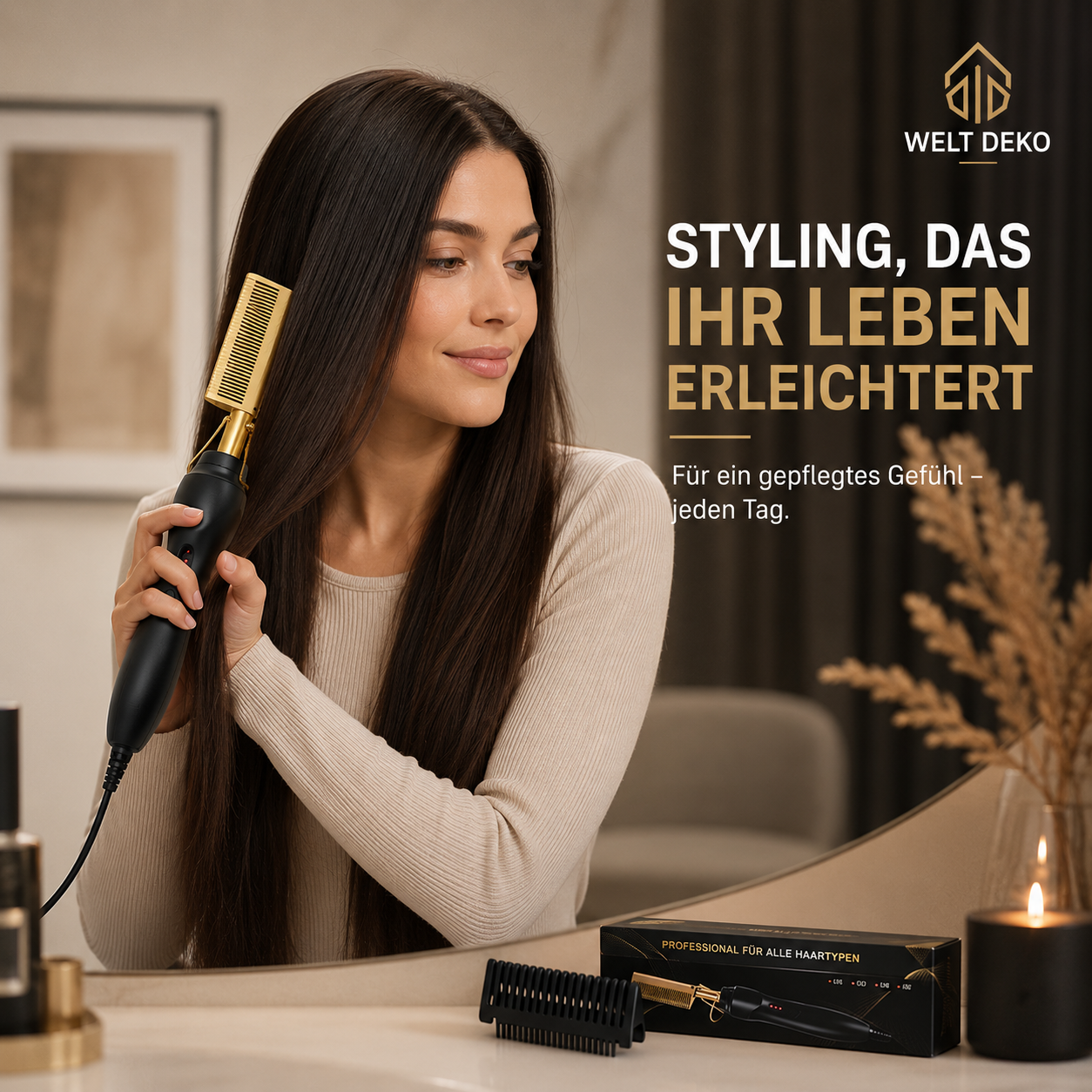 2-In-1 Elektrische Haarstylingbürste mit Schnellheizung