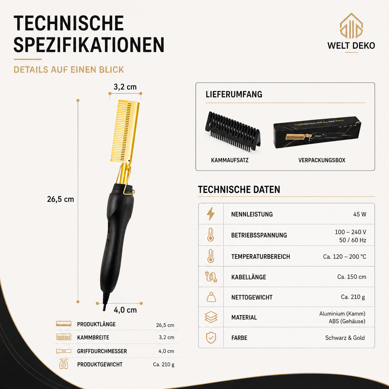 2-In-1 Elektrische Haarstylingbürste mit Schnellheizung