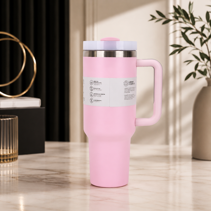 40oz Edelstahl Thermobecher mit Strohhalm & Griff