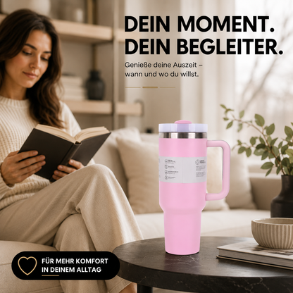 40oz Edelstahl Thermobecher mit Strohhalm & Griff