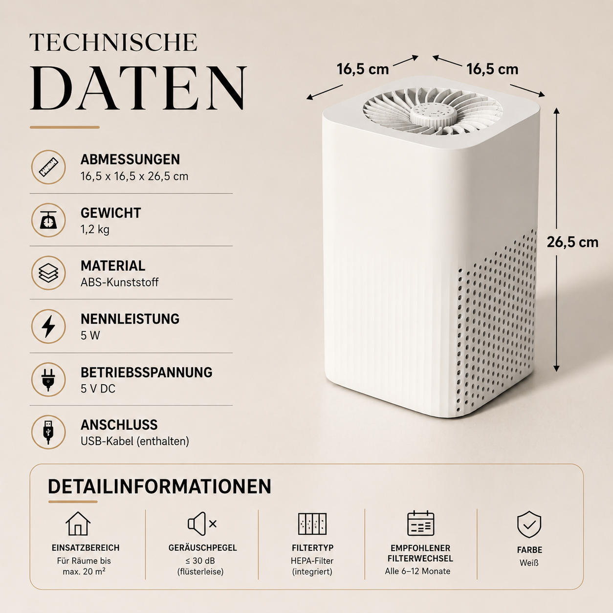 Tragbar HEPA Luft Purifier für Reinigerin & Frischer Innenbereich Luft
