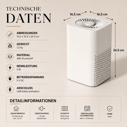 Tragbar HEPA Luft Purifier für Reinigerin & Frischer Innenbereich Luft