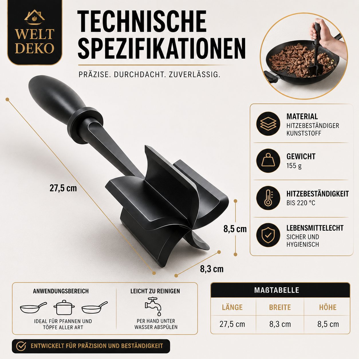 Hitze Resistant Fleisch Chopper – Perfekt für Hackfleisch & Burger