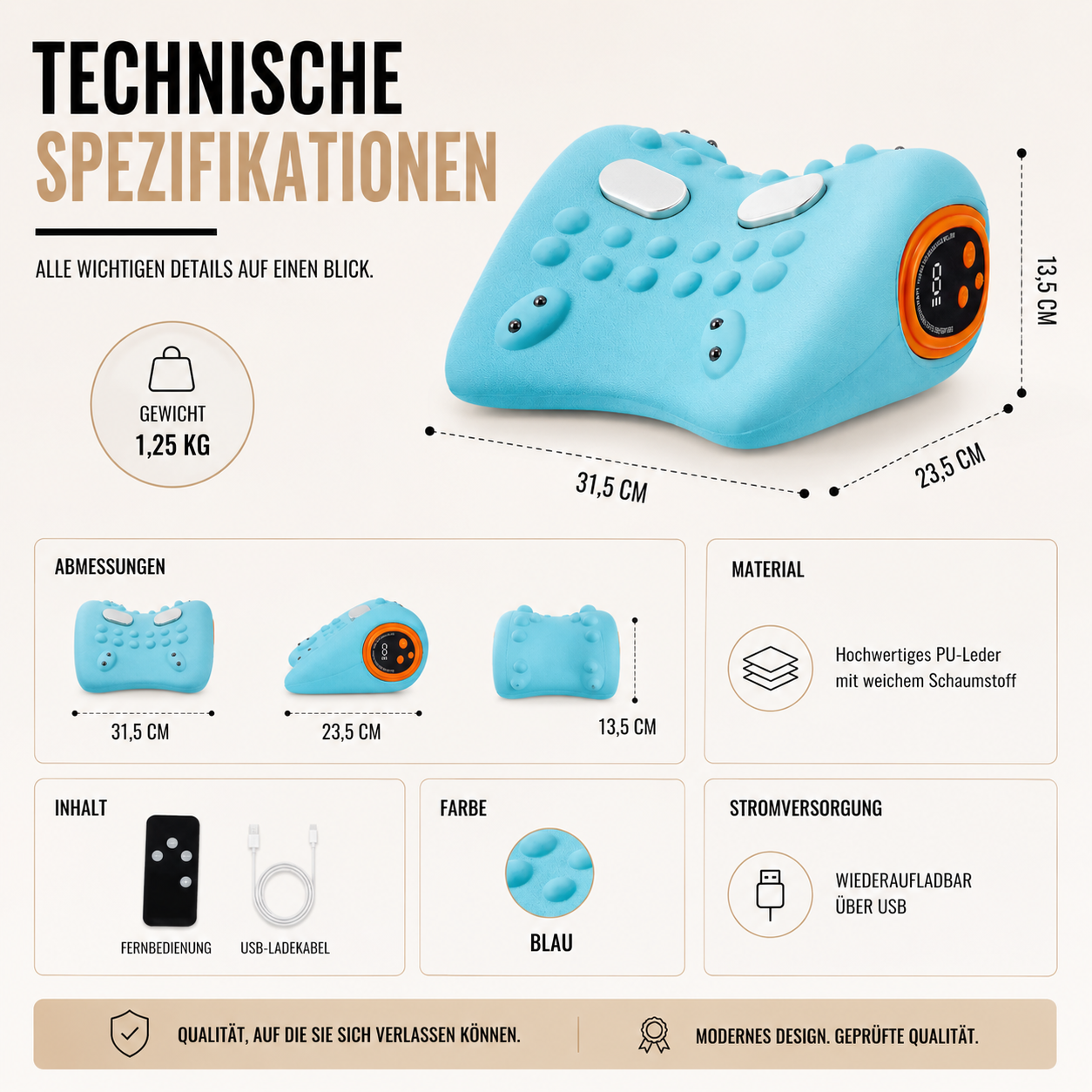 EMS Nackenmassagekissen mit Wärme & Vibration