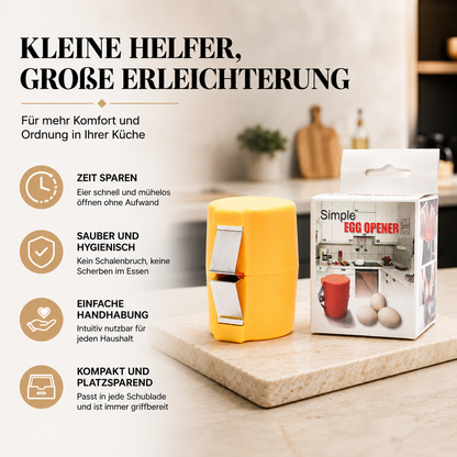 Kompakter Eieröffner für einfaches Eier-Aufschlagen