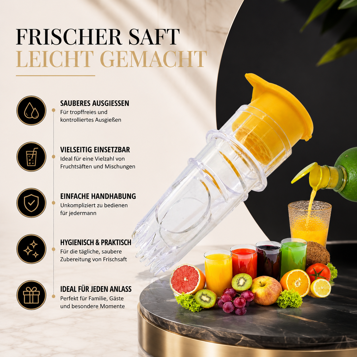 Portable Zitronenpresse mit Filter für frischen Saft