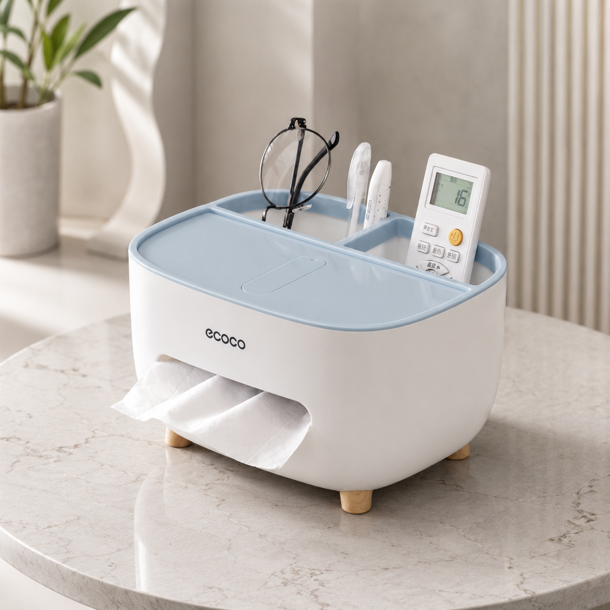 Multifunktionale Taschentuchbox mit Organizer & Handyhalter