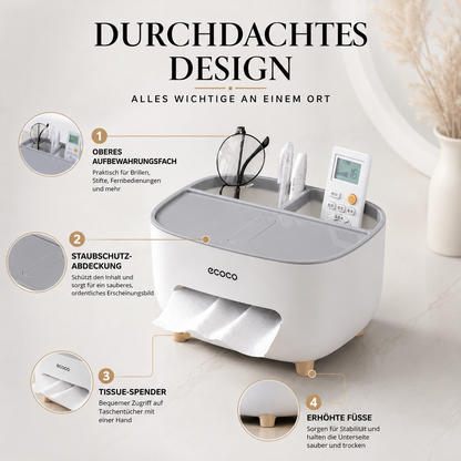 Multifunktionale Taschentuchbox mit Organizer & Handyhalter