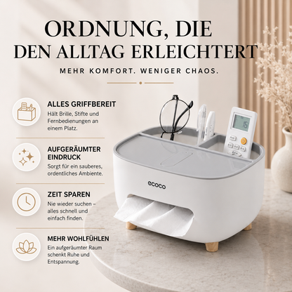 Multifunktionale Taschentuchbox mit Organizer & Handyhalter