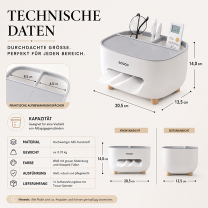 Multifunktionale Taschentuchbox mit Organizer & Handyhalter