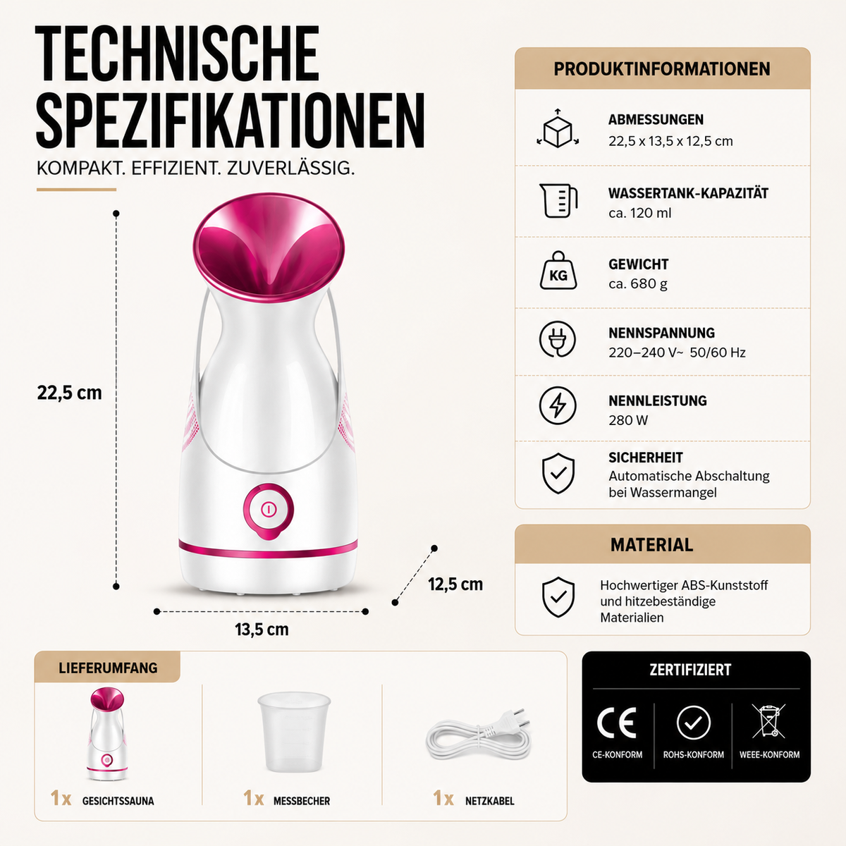 2-in-1 Gesichts Dampfer mit Nano-Dampf & Aromatherapie