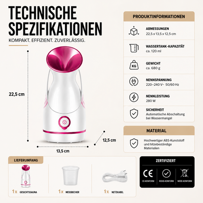 2-in-1 Gesichts Dampfer mit Nano-Dampf & Aromatherapie