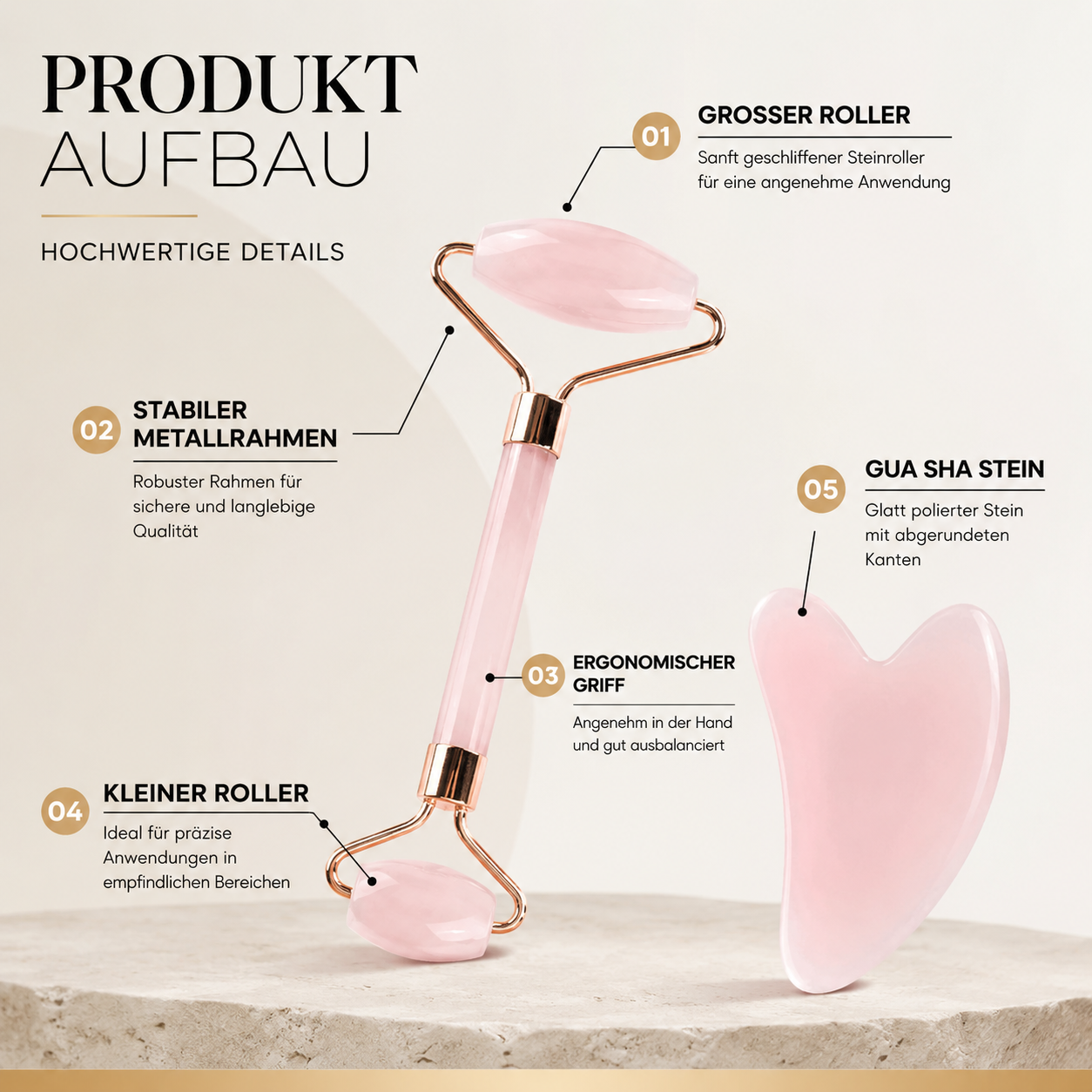 Gesichtsmassageroller & Gua Sha Schönheitswerkzeug-Satz