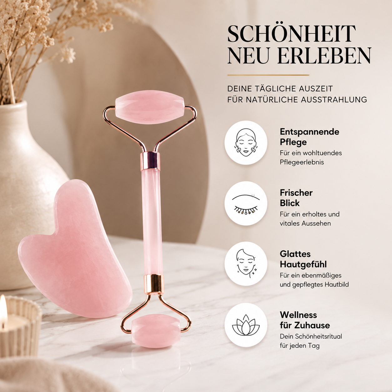 Gesichtsmassageroller & Gua Sha Schönheitswerkzeug-Satz