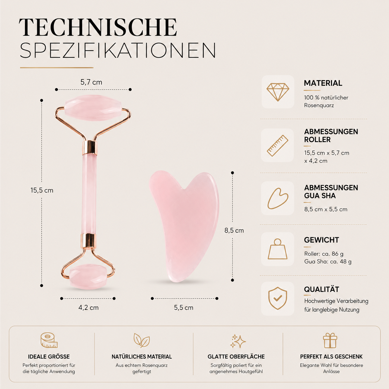 Gesichtsmassageroller & Gua Sha Schönheitswerkzeug-Satz