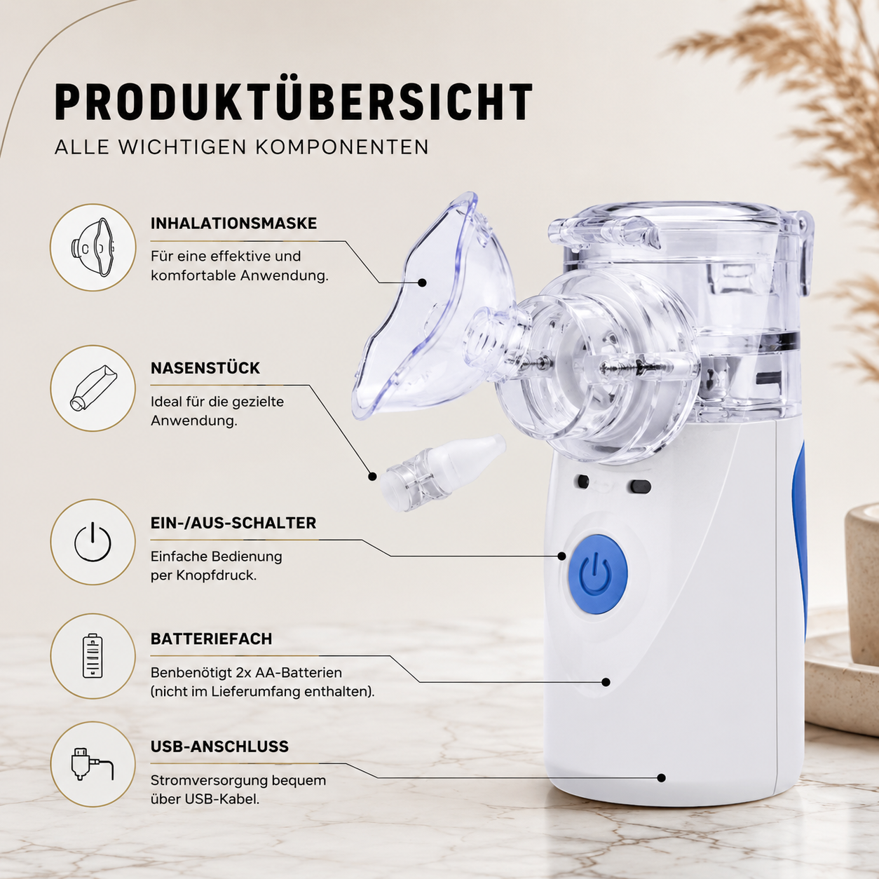 Portable Ultrasonic Mesh Nebulizer für Erwachsene & Kinder