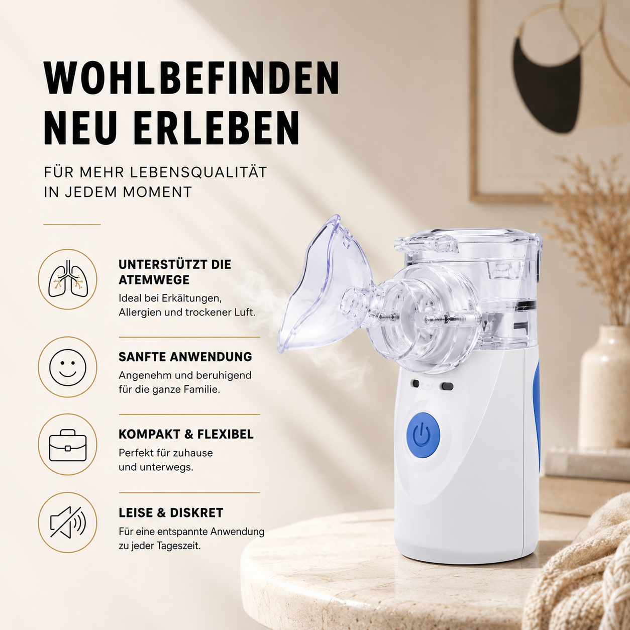 Portable Ultrasonic Mesh Nebulizer für Erwachsene & Kinder