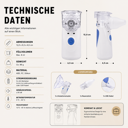 Portable Ultrasonic Mesh Nebulizer für Erwachsene & Kinder