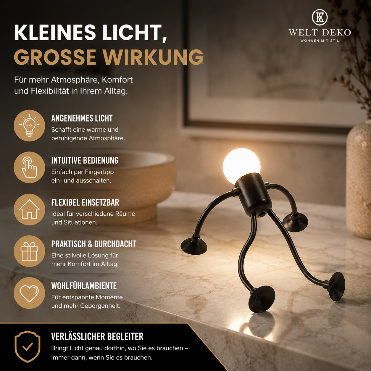 Flexible LED-Nachtleuchte in Humanoidform – Kreative Schreibtischlampe