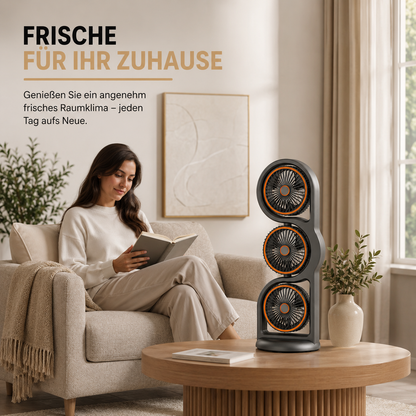 Tragbarer USB Ventilator mit 3 Köpfen & 5 Stufen Kühlung
