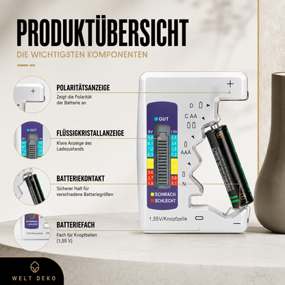 Digitaler Batterietester mit LCD für viele Batterietypen