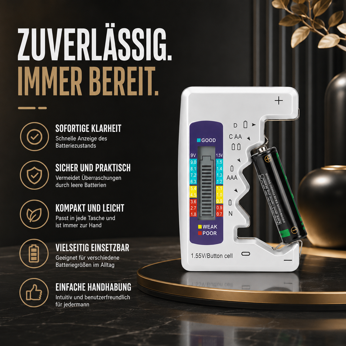 Digitaler Batterietester mit LCD für viele Batterietypen