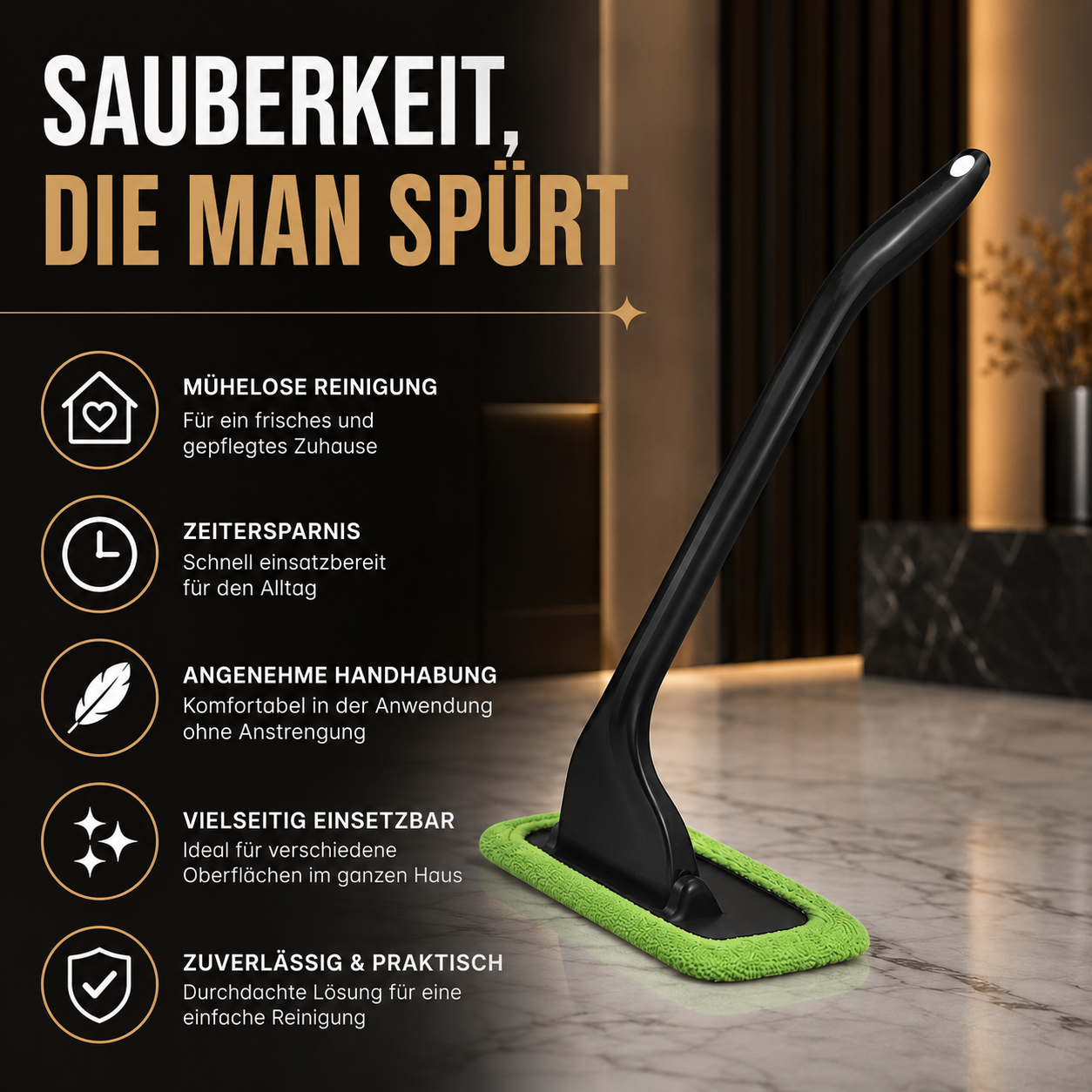 Windschutzscheibenreiniger mit Griff & Mikrofasertuch für Autoscheiben
