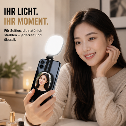 2-in-1 Selfie-Spiegel mit LED-Licht – Magnetisch & Verstellbar