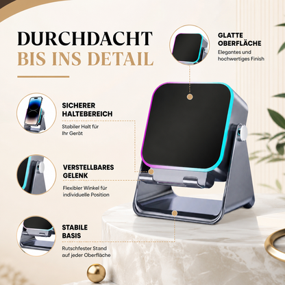 2-in-1 Bluetooth-Lautsprecher mit LED-Beleuchtung & Smartphone-Halter