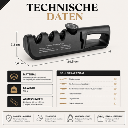 4-Stufen Messerschärfer mit einstellbarem Schleifwinkel