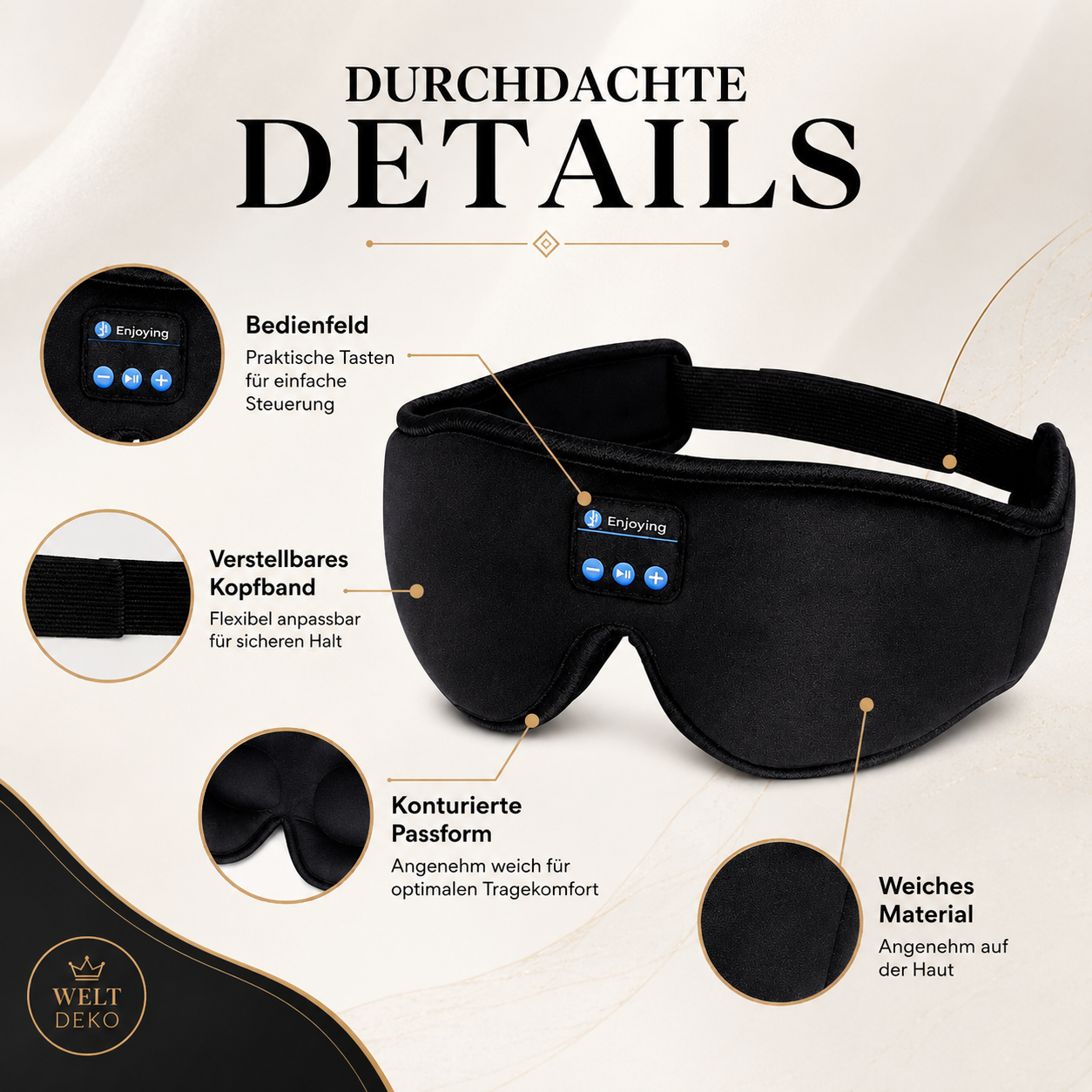 Bluetooth-Schlafmaske mit Kopfhörern – Bequemer Schlaf & Entspannung