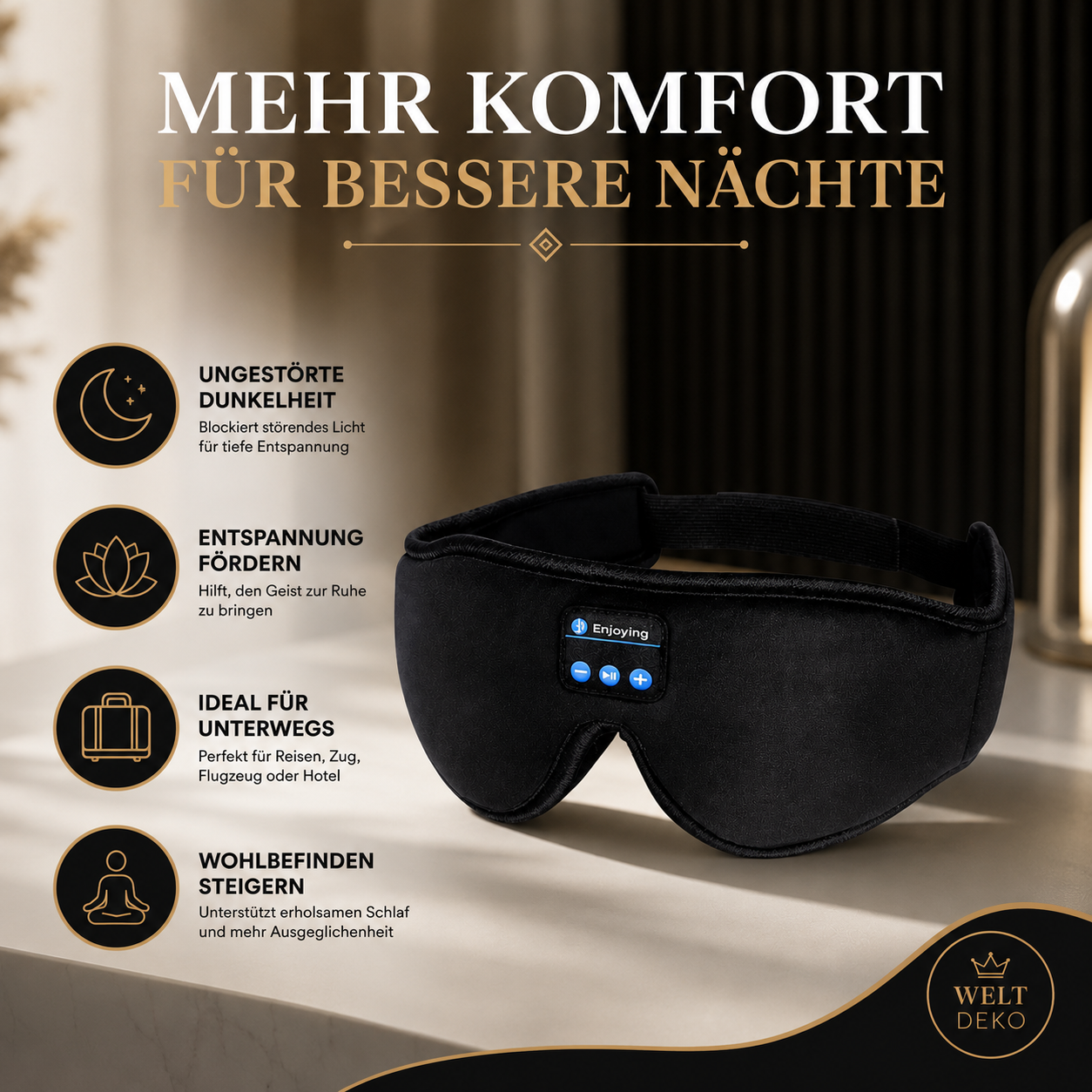 Bluetooth-Schlafmaske mit Kopfhörern – Bequemer Schlaf & Entspannung